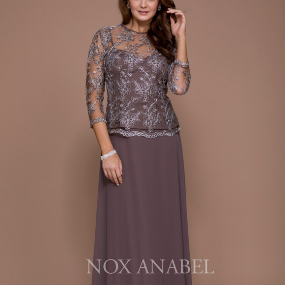 nox anabel Dresses & Skirts - Mother of the Bride Long Illusion Neck Dress 5096
